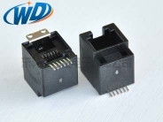 东莞贴片RJ11工厂 顶部插入带卡位6P6C 电话母座 SMT带五金固定片
