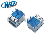 USB 3.0 AF 双层 DIP 短体 A母头 PCB 端 俩层L17.46mm