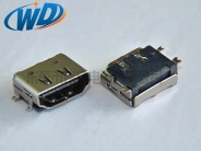 19PIN 全贴片带定位柱 HDMI 高清接口 SMT连接器